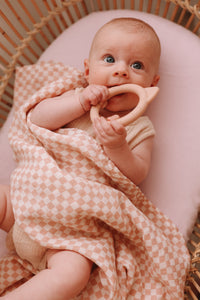 Muslin Swaddle in Rose Check