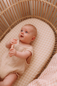 Muslin Cot Sheet in Sand Gingham